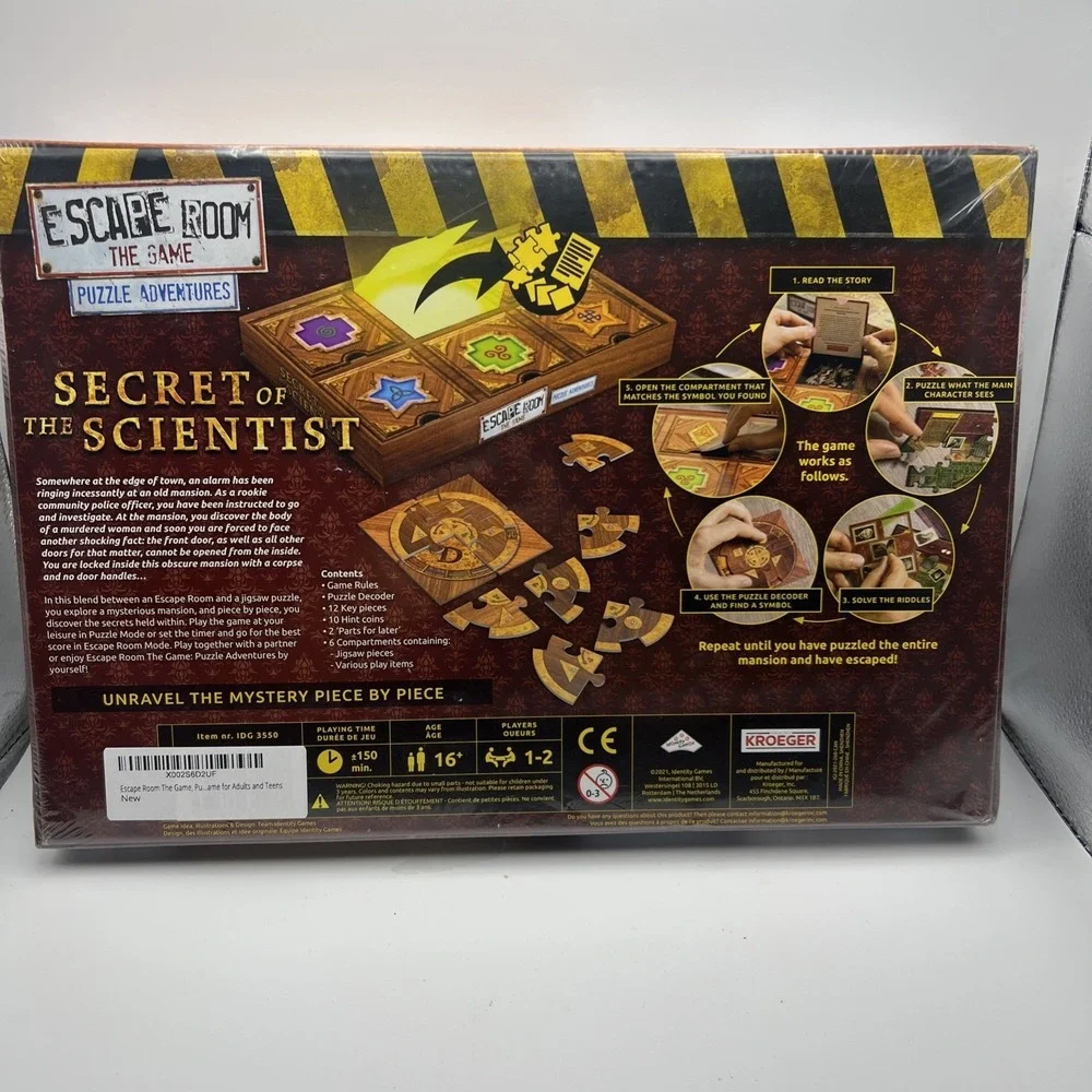 Escape Room the Game Secret of the Scientist Puzzle Adventures Identity SEALED.